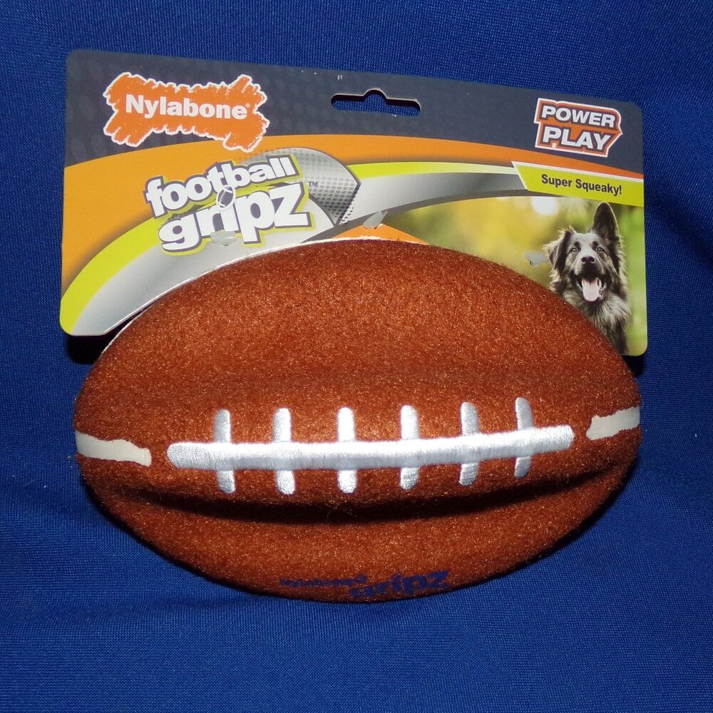 Nylabone Power Play Dog Gripz Football Super Squeaky Chase, Toss & Fetch Toy